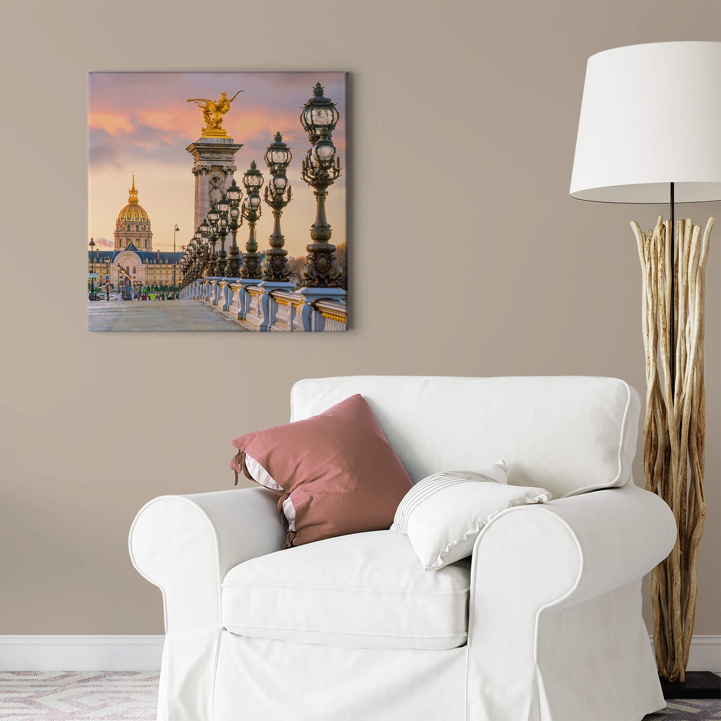 Leinwandbild Wahrzeichen Beige Gold 50x50 DD123287 Keilrahmen Wandbild Leinwand