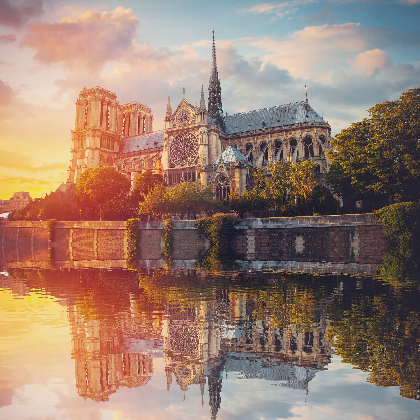 Leinwandbild Notre Dame Beige Gelb Gold 50x50 DD123288 Keilrahmen Wandbild