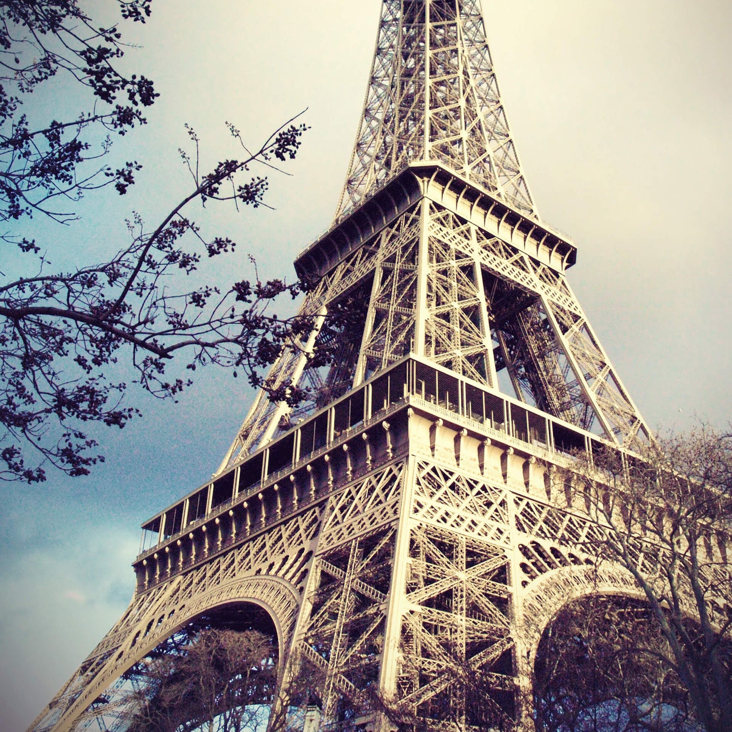 Eiffelturm Leinwandbild Grau Blau Braun 50x50 DD123289 Wandbild Leinwand