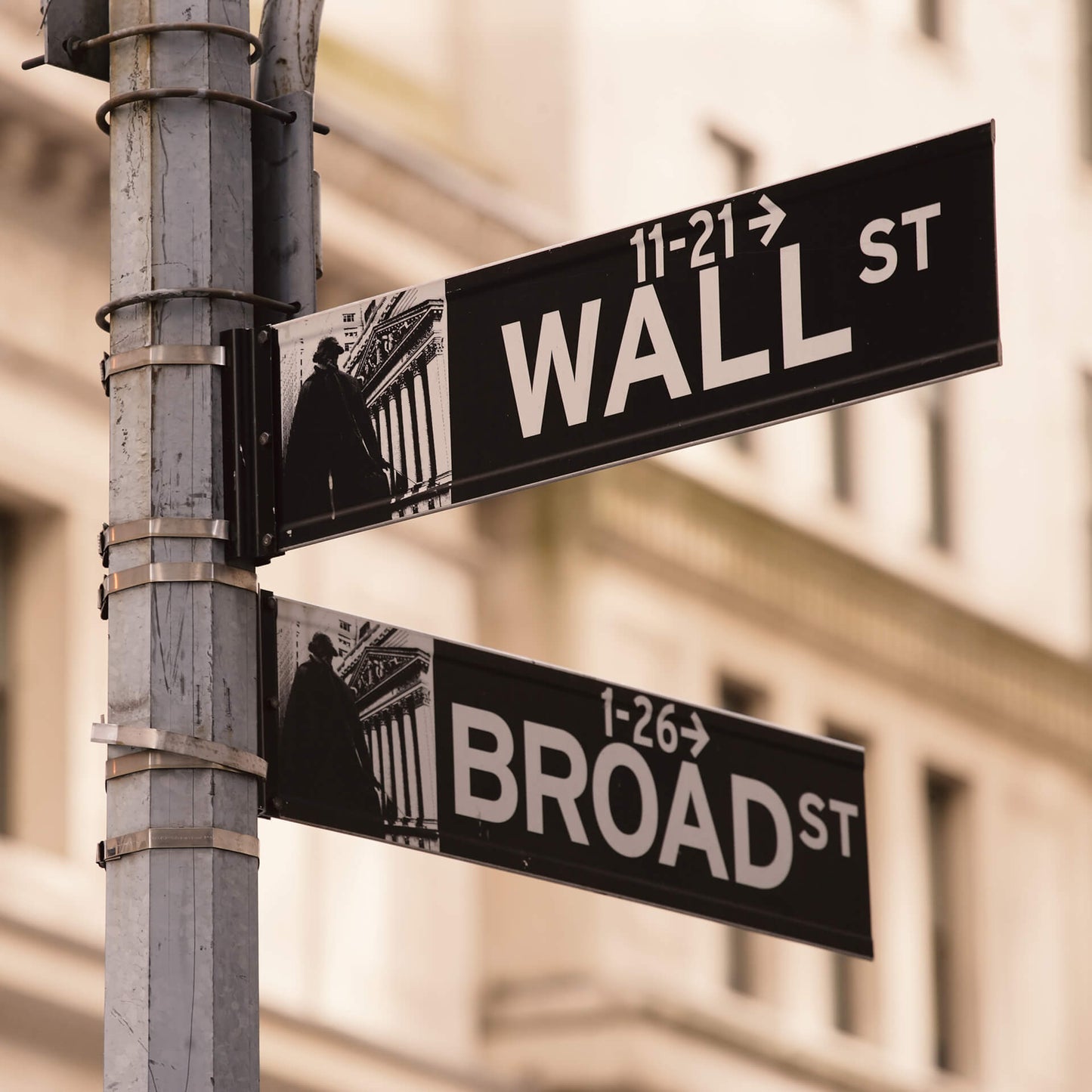 Leinwandbild Wall Street Schwarz Weiß Beige 50x50 DD123291 Wandbild Leinwand