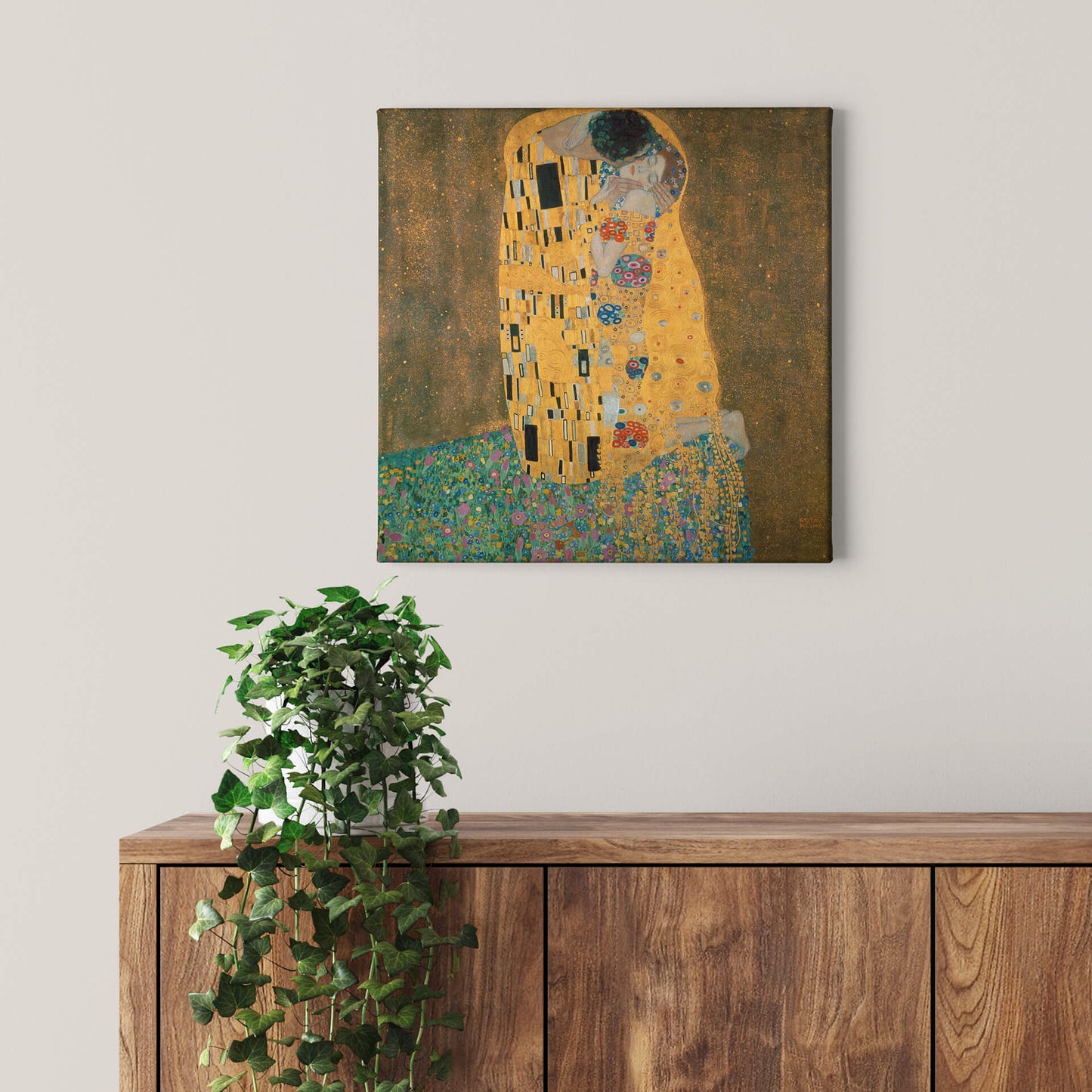 Abstrakte Kunst Leinwandbild Gelb Braun Blau 50x50 DD123294 Wandbild Leinwand