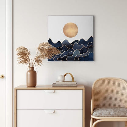 Kunst Leinwandbild Gelb Blau Gold 50x50 DD123297 Wandbild Leinwand Grafik