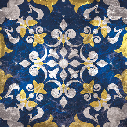 Leinwandbild Geometrisch Blau Grau Gelb 50x50 DD123303 Keilrahmenbild Wandbild