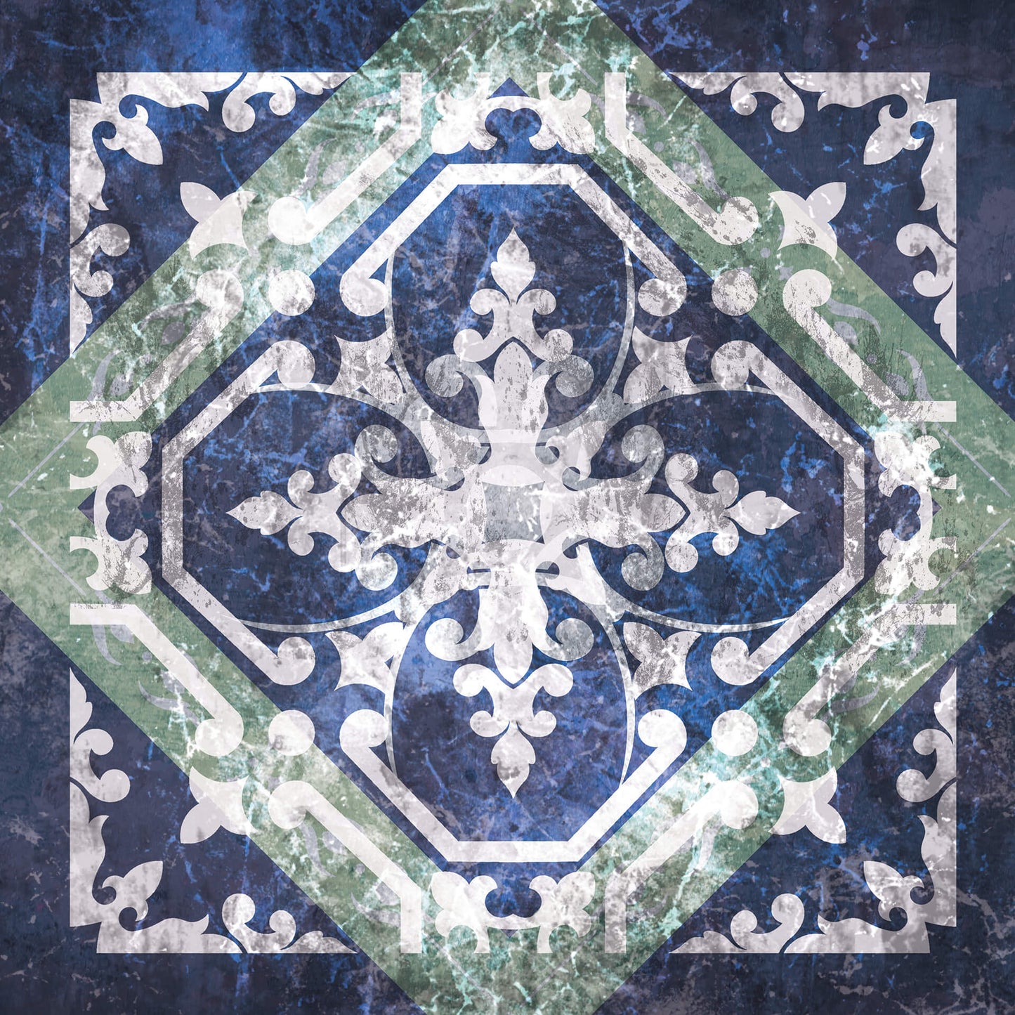 Leinwandbild Geometrisch Blau Grün Grau 50x50 DD123304 Keilrahmenbild Wandbild