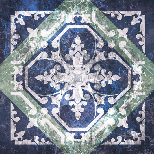 Leinwandbild Geometrisch Blau Grün Grau 50x50 DD123304 Keilrahmenbild Wandbild