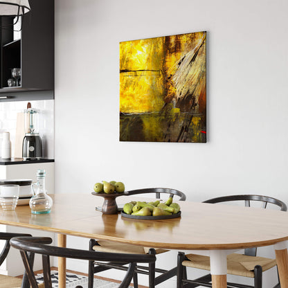 Abstrakte Kunst Leinwandbild Gelb Braun Grau 50x50 DD123309 Wandbild Leinwand
