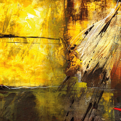 Abstrakte Kunst Leinwandbild Gelb Braun Grau 50x50 DD123309 Wandbild Leinwand