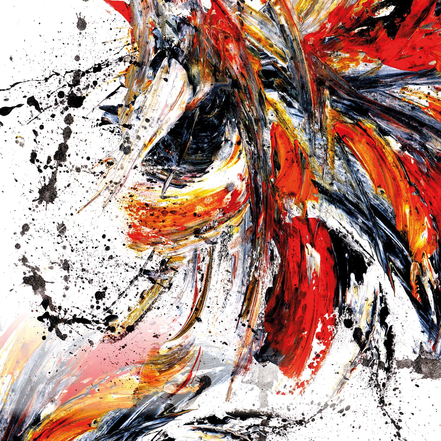 Abstrakte Kunst Leinwandbild Rot Schwarz Gelb50x50 DD123310 Wandbild Leinwand