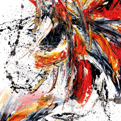 Abstrakte Kunst Leinwandbild Rot Schwarz Gelb50x50 DD123310 Wandbild Leinwand