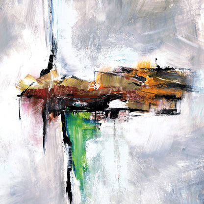 Abstrakte Kunst Leinwandbild Braun Grün Grau 50x50 DD123311 Wandbild Leinwand