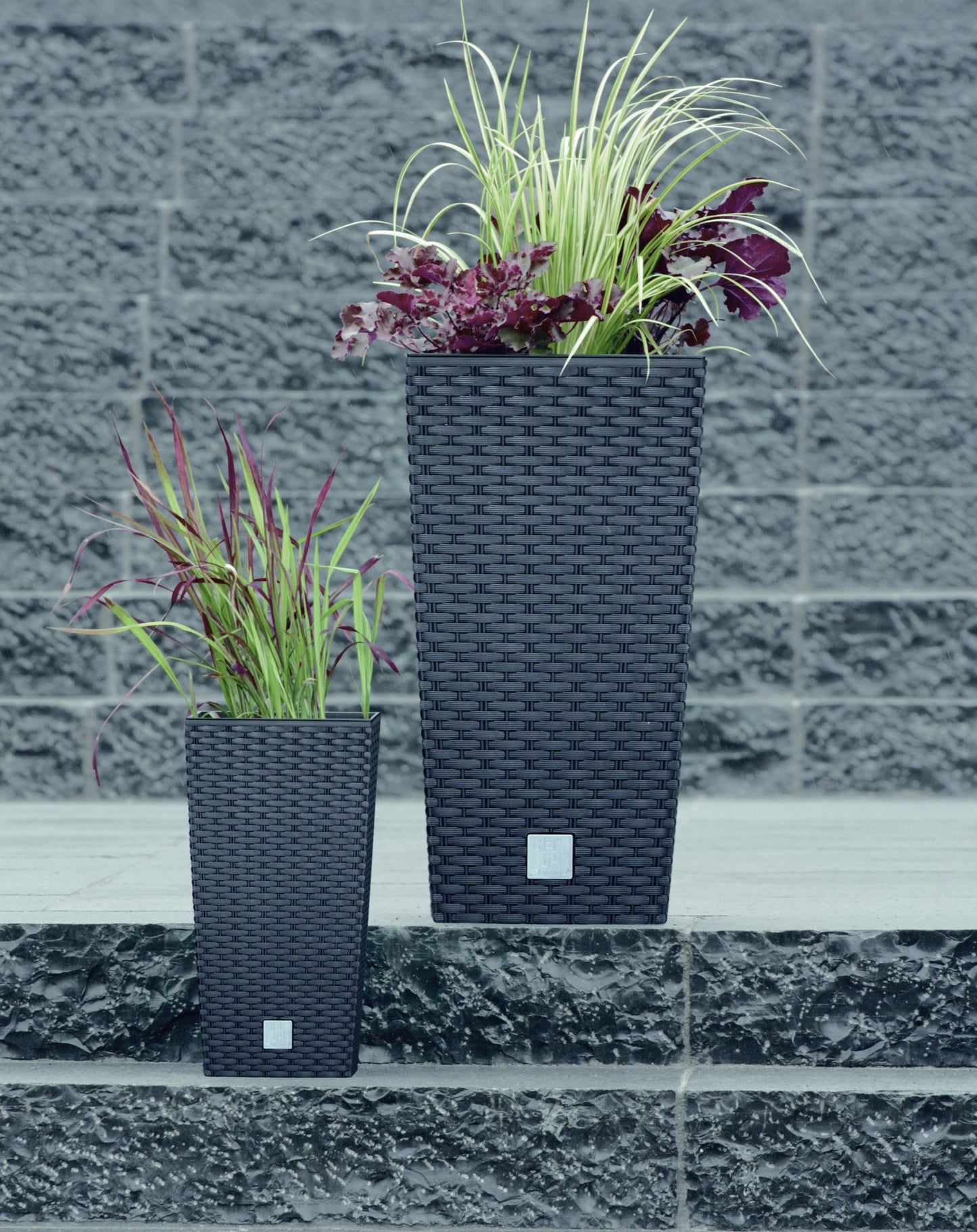 2x 50cm Pflanzschale Rattan Optik Blumentopf Übertopf Kübel Garten Blumenkübel
