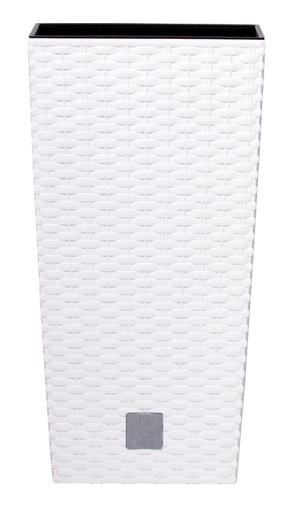 50cm Pflanzschale Rattan Optik Blumentopf Übertopf Kübel Blumenkübel weiss
