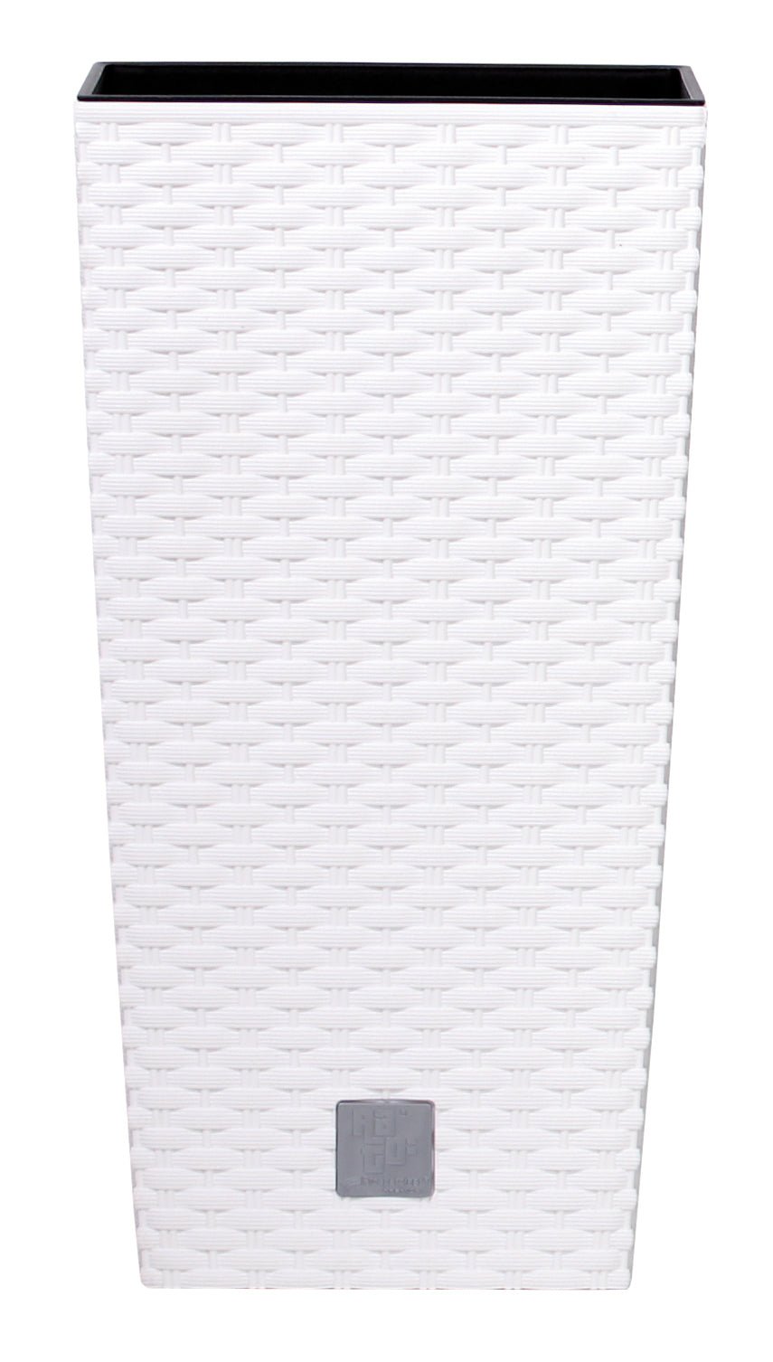 50cm Pflanzschale Rattan Optik Blumentopf Übertopf Kübel Blumenkübel weiss