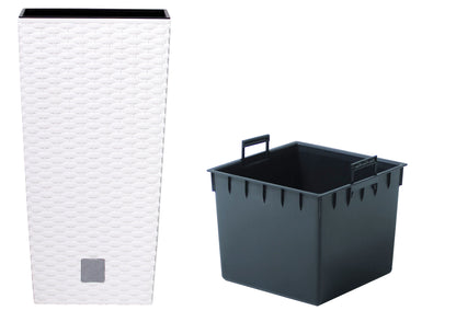50cm Pflanzschale Rattan Optik Blumentopf Übertopf Kübel Blumenkübel weiss