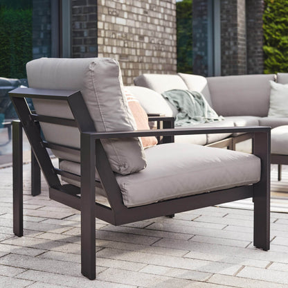 Sitzgruppe Elvo Gartensofa + 2 Sessel + Hocker Garten Möbel Lounge Set grau
