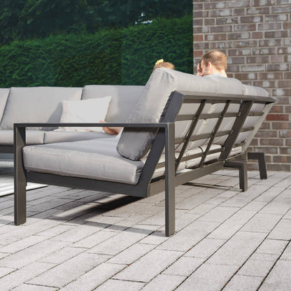 Sitzgruppe Elvo Gartensofa + 2 Sessel + Hocker Garten Möbel Lounge Set grau