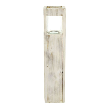 Shabby Charme Holz Windlicht 50cm Säule Bodenwindlicht Deko Kerzenhalter Vintage