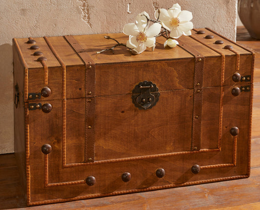 Deko-Truhe Kolonial 62cm Vintage Truhe Holzkiste Deko Schatz Kiste Aufbewahrung