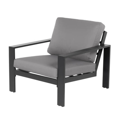 Sitzgruppe Elvo Gartensofa + Sessel + Hocker Garten Möbel Lounge Set grau