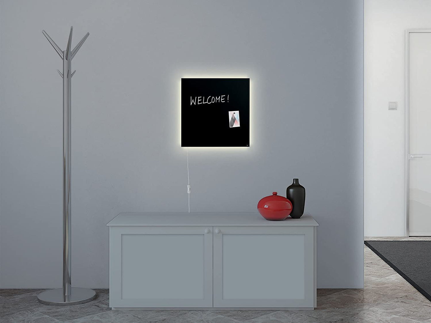 Sigel GL400 Glas Magnetboard LED Beleuchtung 48x48 Magnettafel Board schwarz