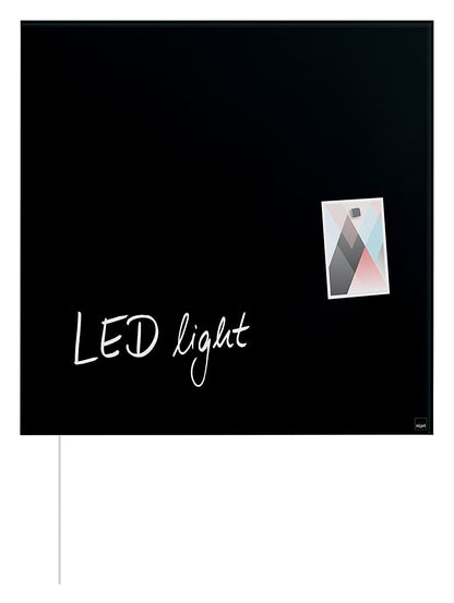 Sigel GL400 Glas Magnetboard LED Beleuchtung 48x48 Magnettafel Board schwarz