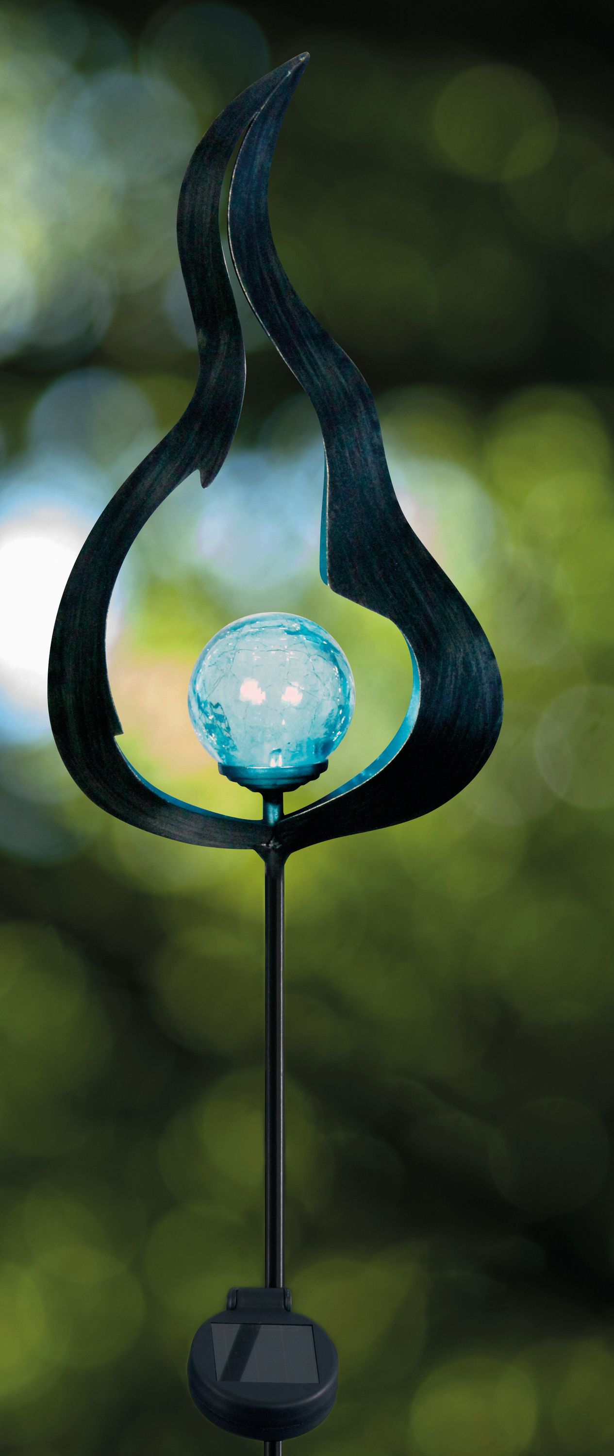 LED Metall Solar Gartenstecker 93cm Flamme kaltweiß Solarlampe Garten Lampe