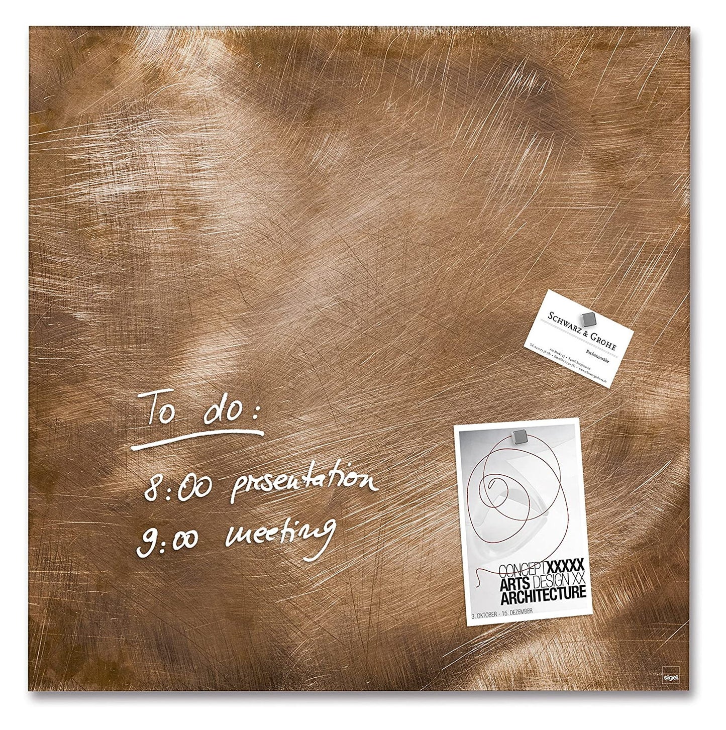 Sigel Glas Magnetboard Artverum GL262 48x48 Glasboard Magnet Tafel bronze