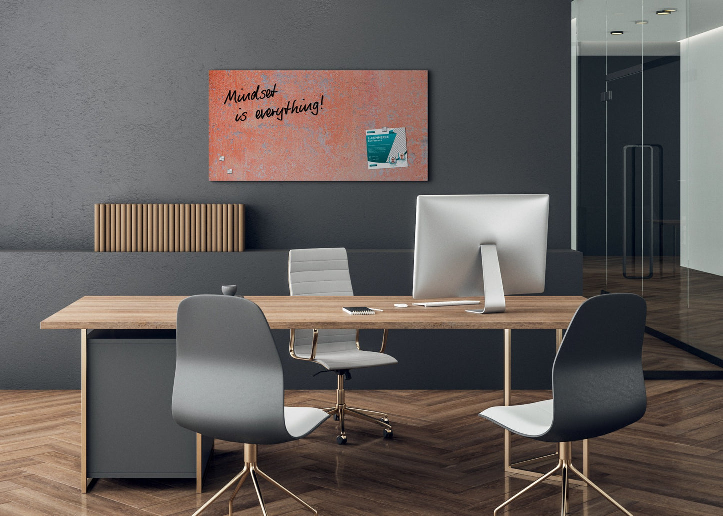 Sigel GL289 Glas Magnettafel Artverum Red Wall 91x46 koralle Magnetboard Tafel