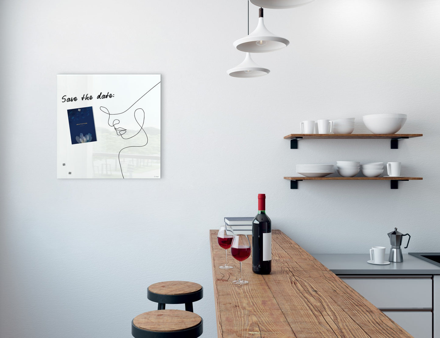 Sigel GL295 Glas Magnettafel Artverum 48x48 weiß schwarz Magnetboard Board Tafel