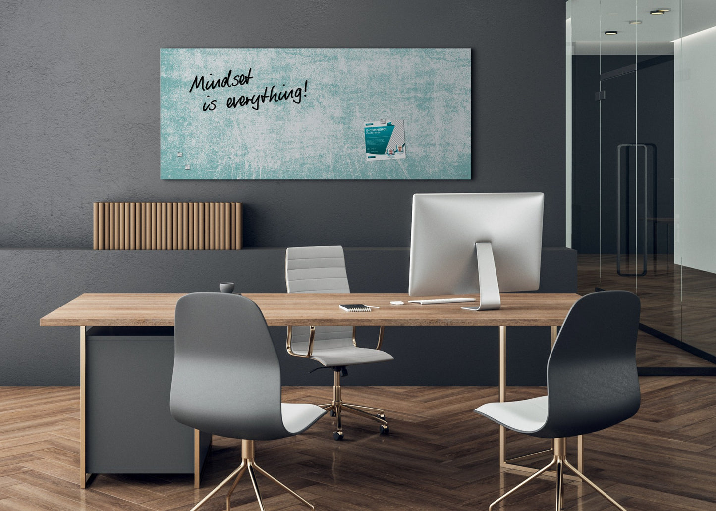 Sigel GL297 Glas Magnettafel Artverum Wall 130x55 türkis weiß Magnetboard Tafel