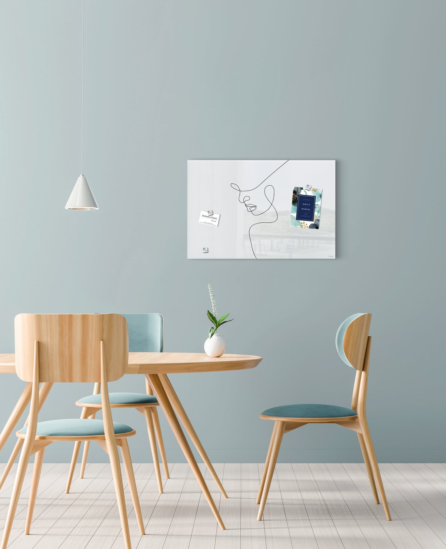 Sigel GL395 Glas Magnettafel Line Art 60x40 weiß schwarz Magnetboard Tafel Memo