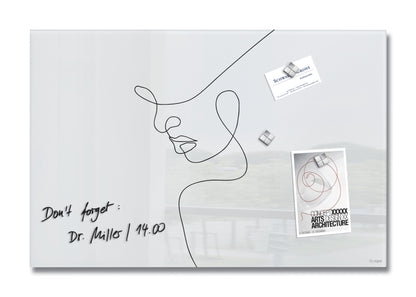Sigel GL395 Glas Magnettafel Line Art 60x40 weiß schwarz Magnetboard Tafel Memo