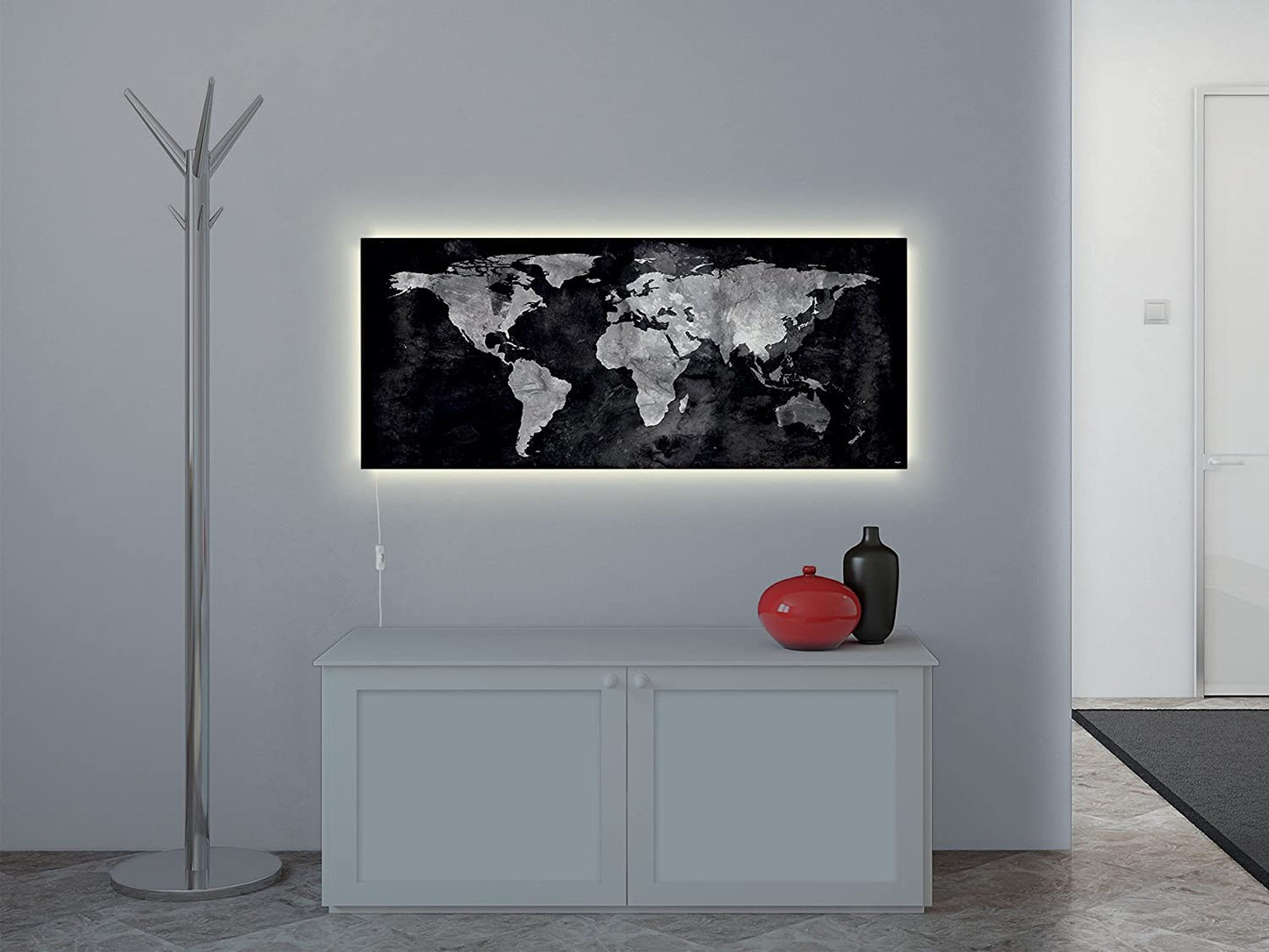 Sigel Glas Magnetboard LED Beleuchtung 130x55 cm Weltkarte Wand Magnet Tafel