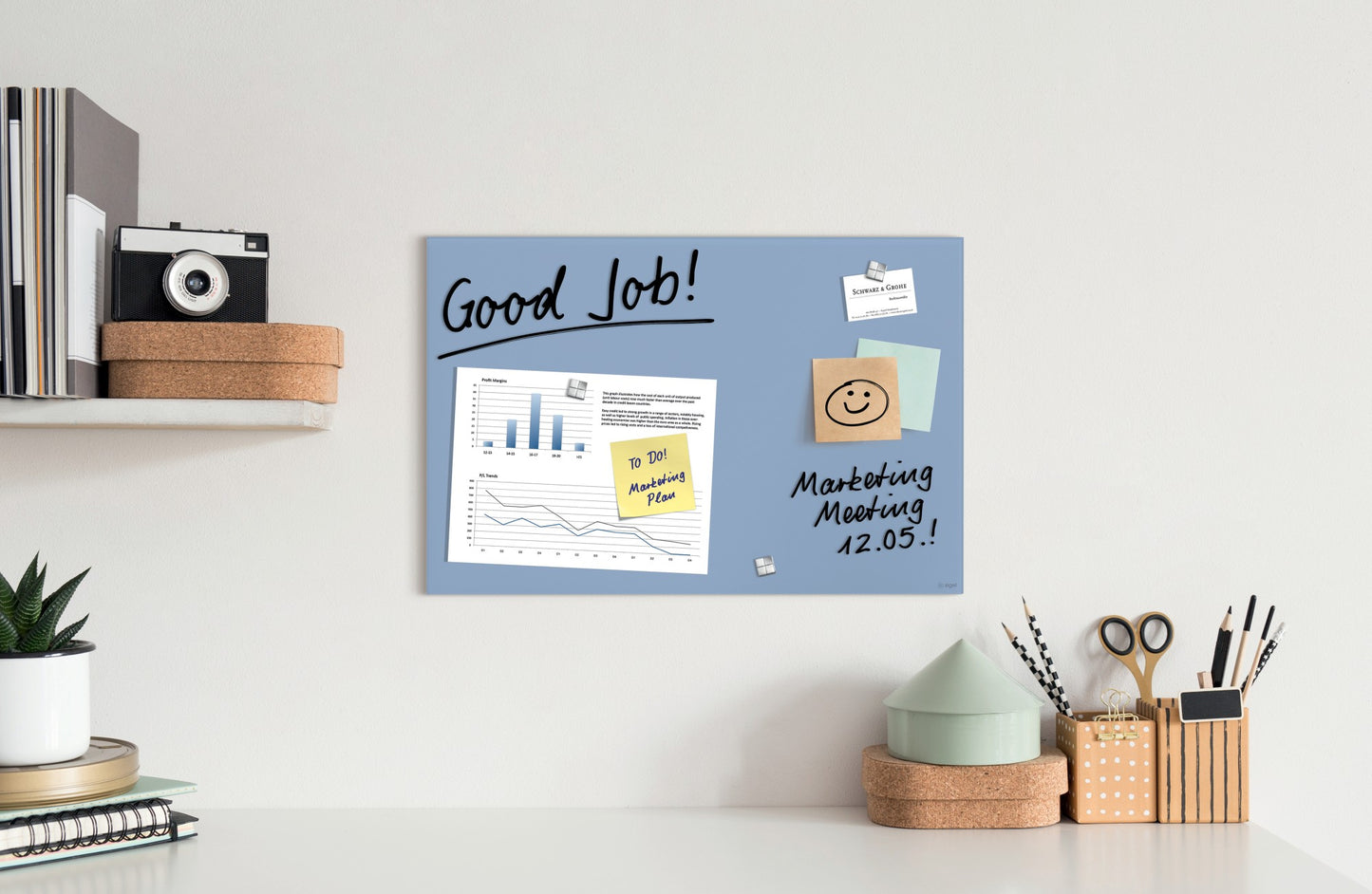 Sigel GL513 Glas Magnettafel Artverum 60x40 pastellblau Magnetboard Board Tafel