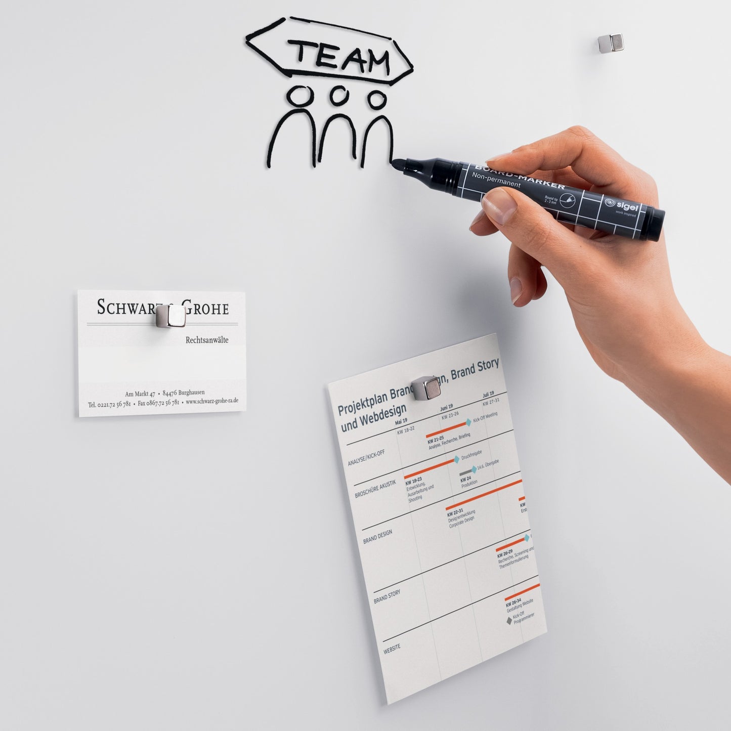 Sigel GL541 Glas-Whiteboard Artverum 100x65 super-weiß Magnetboard Board Tafel
