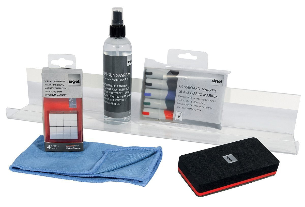 Sigel GL730 Zubehörset Glas Magnettafeln Magnete Marker Stiftschale Reinigung
