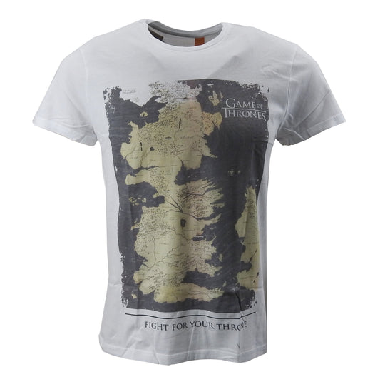 gozoo Game of Thrones Herren T-SHIRT Westeros Map Freizeit TShirt Shirt Men weiß