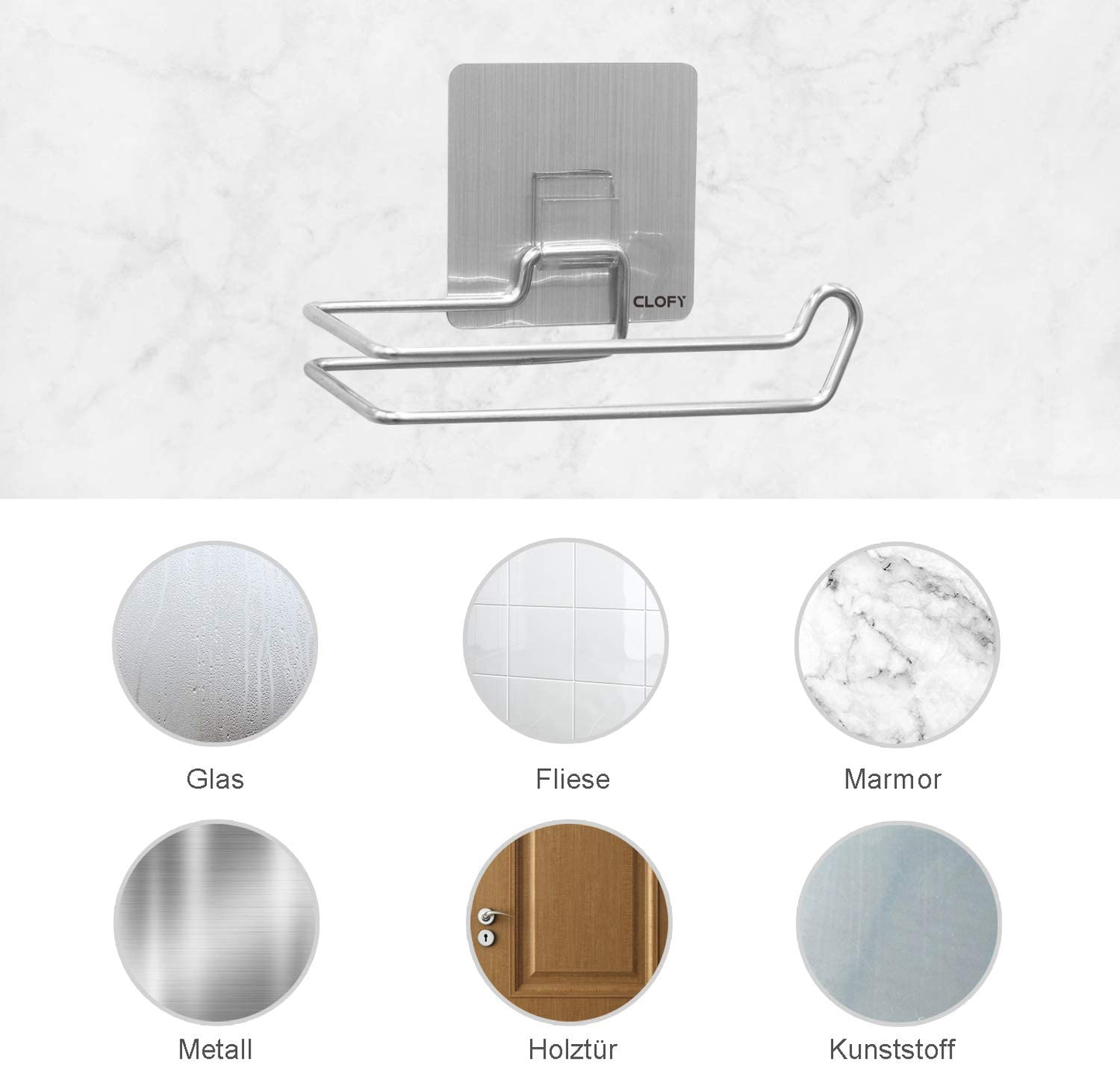 Edelstahl Toilettenpapier Halter ohne Bohren selbstklebend WC Papier Klorolle