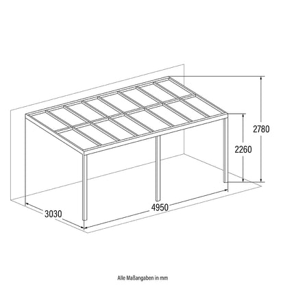 Terrassenüberdachung Lumina 495x303 anthrazit Sonnendach Überdachung Pavillon