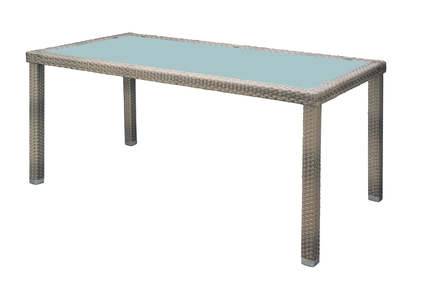 Polyrattan Premium Gartentisch  205x100cm elfenbein Esstisch Garten Glas Tisch