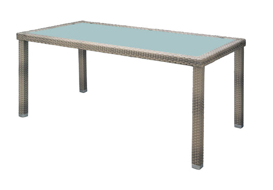 Polyrattan Premium Gartentisch  205x100cm elfenbein Esstisch Garten Glas Tisch