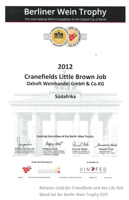 6x CRANEFIELDS Rotwein Little Brown Job Red Blend 2012 0,75 l Südarfika trocken