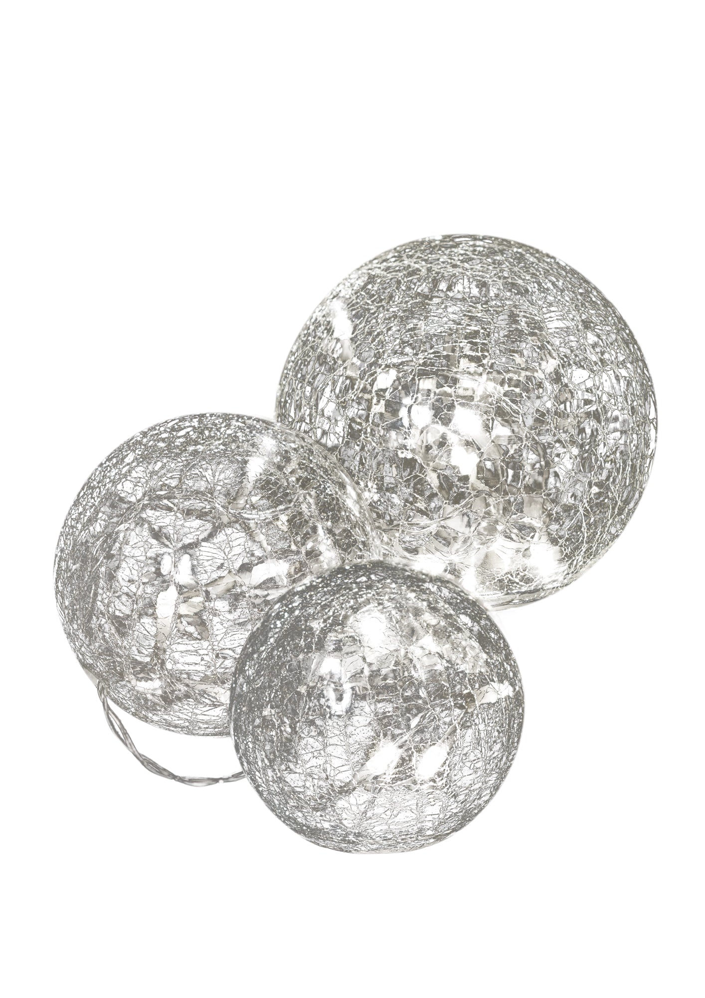 3x Kugel Crackle Glas Glaskugel Lichterkette Lampe Leuchte Kugeln Innen Deko Set