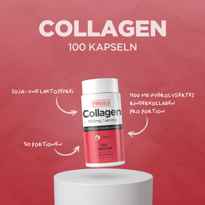 Pure Gold Protein Collagen Kapseln  100 St. Kollagen Rinderkollagen hydrolysiert