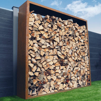 Holzlege 180x180 Edelrost Optik Kaminholzregal Feuerholz Kamin Holz Aufbewahrung