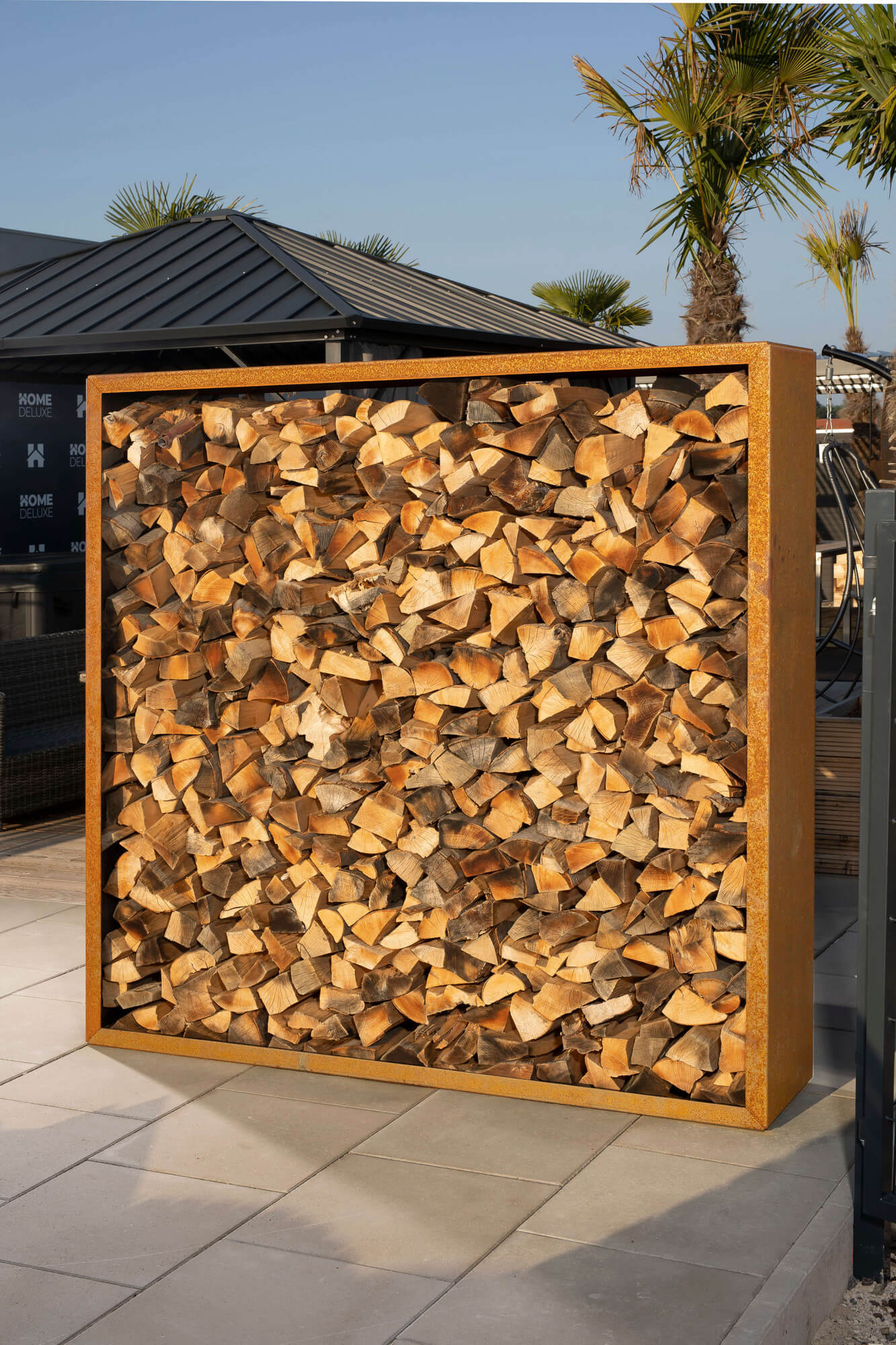 Holzlege 180x180 Edelrost Optik Kaminholzregal Feuerholz Kamin Holz Aufbewahrung