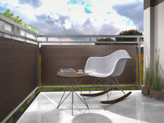 Polyrattan PVC Sichtschutzmatte 300x100 Balkon Sichtschutz Zaun Windschutz braun
