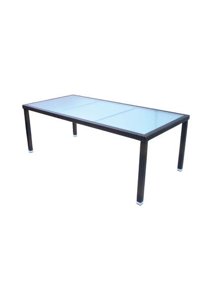 KONWAY 7tlg. Premium Polyrattan Sitzgruppe 140x80 schwarz Essgruppe Garten Möbel