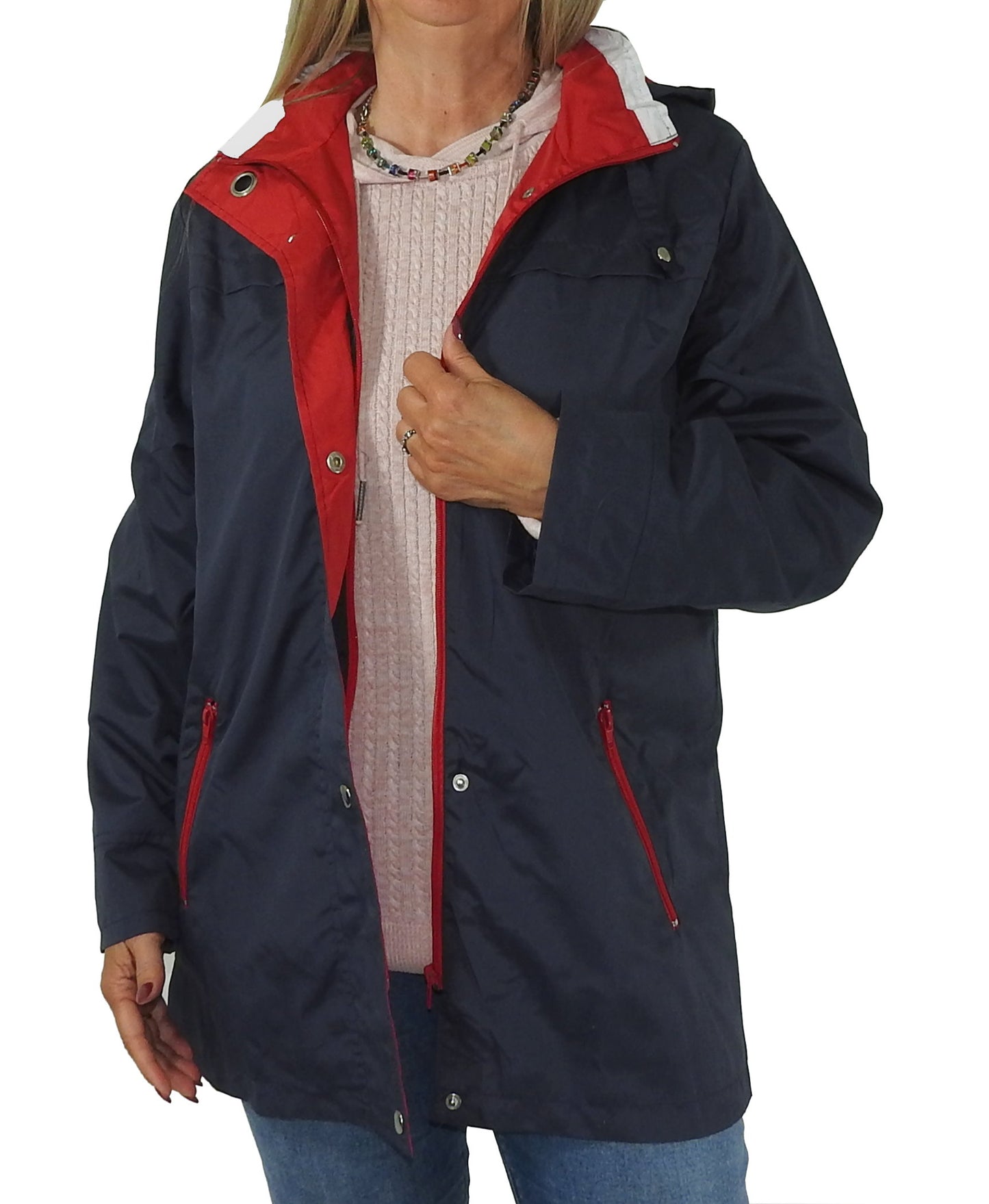leichter Damen Parka Übergangsjacke Kapuze Mantel Frühling Sommer Jacke blau