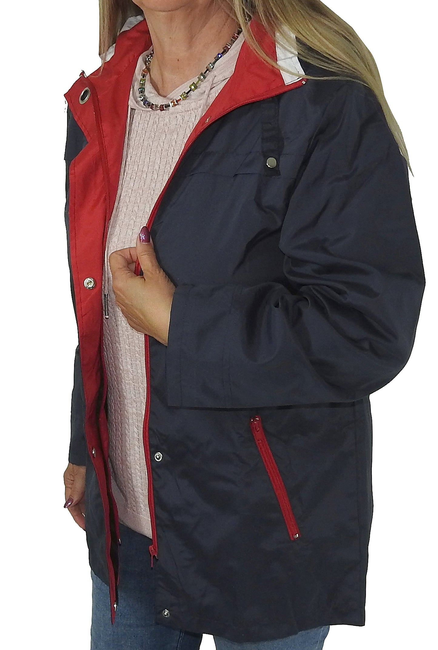 leichter Damen Parka Übergangsjacke Kapuze Mantel Frühling Sommer Jacke blau